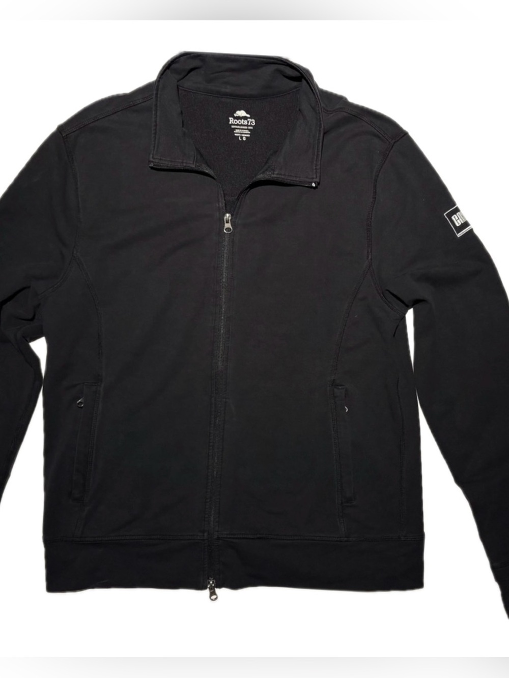 Roots 73 Men’s Full Zip Black Fleece Track Jacket Size Large EUC